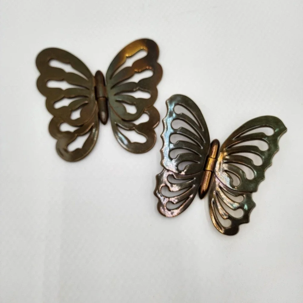 Vintage Gold Butterfly Wall Plaques Set of 2 Bendable Plastic Retro Decor 1980s